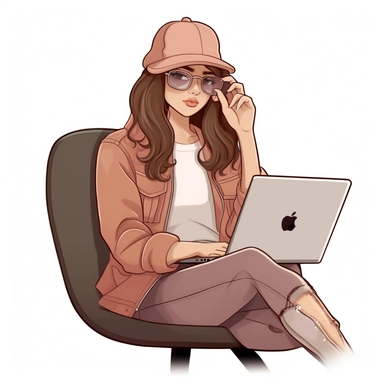 digital stickers, Girlboss, working, computer fashion, french, Monday, productive, cartoon realistic, clipart, minimalistic, aesthetic, rose pastel , brown pastel