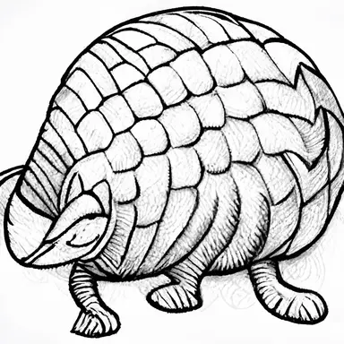 armadillo, easy to draw, black and white only, incredibly basic, clipart, clip art, no color, no shading, few lines, very simple