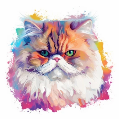 sweet persian cat, vector art, in the style of abstract art, clipart, white background, rounded corners