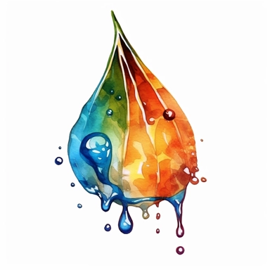 watercolor colorful clipart of a glistening dew drop, hd, on white background
