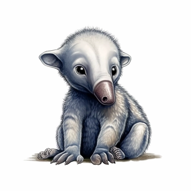 clipart with white background, a cute baby anteater, clearly defined separate image, high quality--ar3:4-no mockups, watermarks, numbers, writing, letters--q2--v5.1--s1000