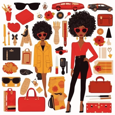 Black Woman ClipArt, Rich Auntie ClipArt, Digital Stickers, African American Clip, Digital Planner Stickers, Black Girl Clipart, travel, red
