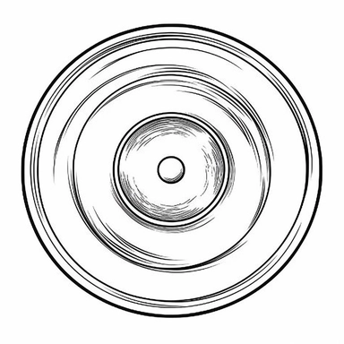 realistic outline illustration of the frisbee, black and white clipart coloring page