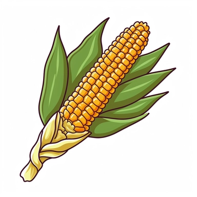 1 corn clipart, white background, simplified,