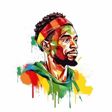 Cute Beautiful Red yellow green Black Man For juneteenth Watercolor Clipart, Cartoon, hyper realistic, intricate detail, illustration style, high solution, on the white background