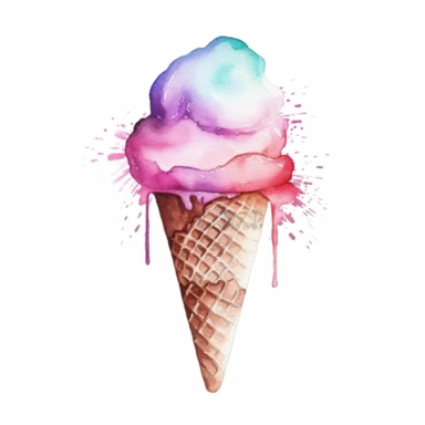 watercolor ice cream cone clip art white background