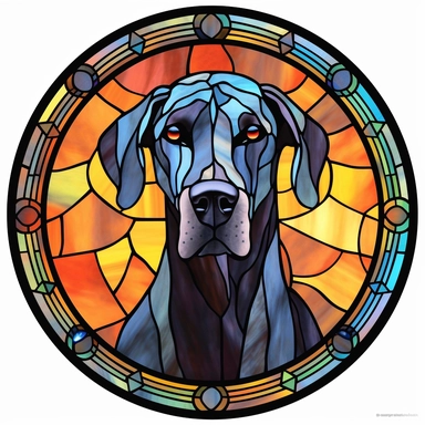 Stained Glass Great Dane Dog circle Clipart