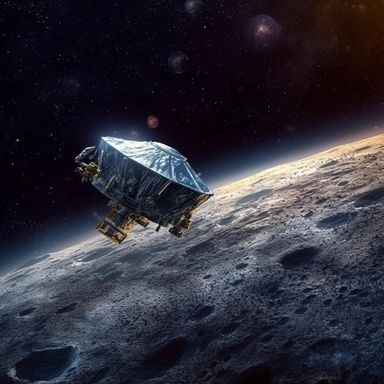 Clipart, A space drone exploring the surface of a comet, hyperrealistic, hyper high definition