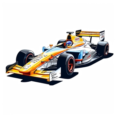 white background only, clipart of a formula 1 racecar, detailed and vibrant.--no words, no text