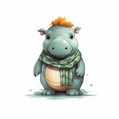 a baby hippo clipart with illustration, full body shot ,8k, style of Bohemian, style of Anna Süßbauer and Jon Klassen,vector, Vector, white background,Solid Background, Sharpness and clarity, masterpiece, trending on Artstation and Dribbble.