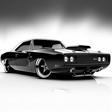 modified 1969 Dodge Charger Daytona clipart, black and white