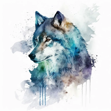 Browse through 367 watercolor wolf stock illustrations and vector graphics to find a single cute watercolor wolf clip art with a plain background [1], The wolf in the clip art has a whimsical and friendly expression with big, bright eyes and a round snout. The watercolor style is soft and delicate, with shades of blue and gray creating a calm and peaceful atmosphere. The wolf stands in front of a plain white background, making it perfect for any project. [2], The cute watercolor wolf is set in a