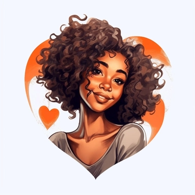 ultra detailed Black Girl Self Love Clipart , solid white background, beautiful , Self-Love and Confidence, super cute, super cool, Wavy hairs , contour, portrait photography by ANIMATION