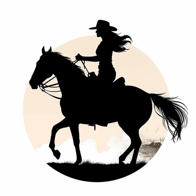 western rodeo barrel race minimalist silhouette tattoo desing clipart