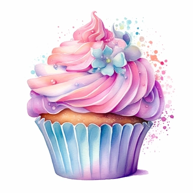 whimsical watercolour clip art individual silver coloured cupcake - Image #3 <@1098423716465102849>