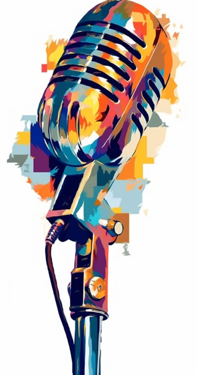 the microphone clipart stock vector image 76979659, in the style of i can't believe how beautiful this is, musical academia, stencil art, josef kote, rhythmic lines, stencils, white and black