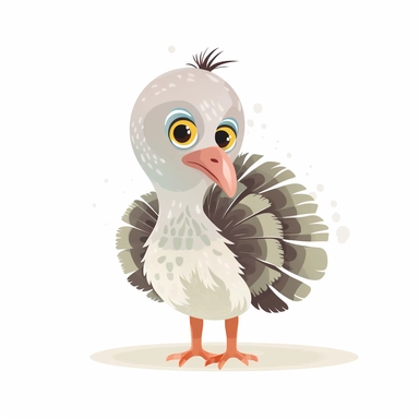 cute baby Wild turkey clipart, happy, animal only, isolated on white background, illustration, pastel colors, no shadow, vector, high definition, Full HD, 8k