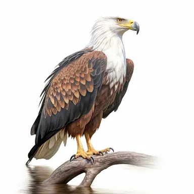 african fish eagle safari baby animal photorealistic clipart,on white background