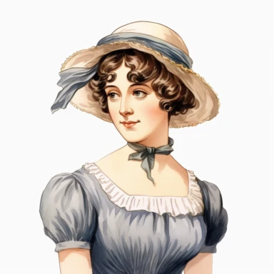 Jane Austen clipart, white background, isoliated, hd, high quality, vector, highly detailed, clipart style