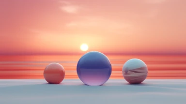 3d abstract summer nature beach object clipart with Gradient Color Overlay Background, minimal, soft color, artistic, high resolution, 8K, Canon 5d Mark IV 35mm IS F1.4 lens,