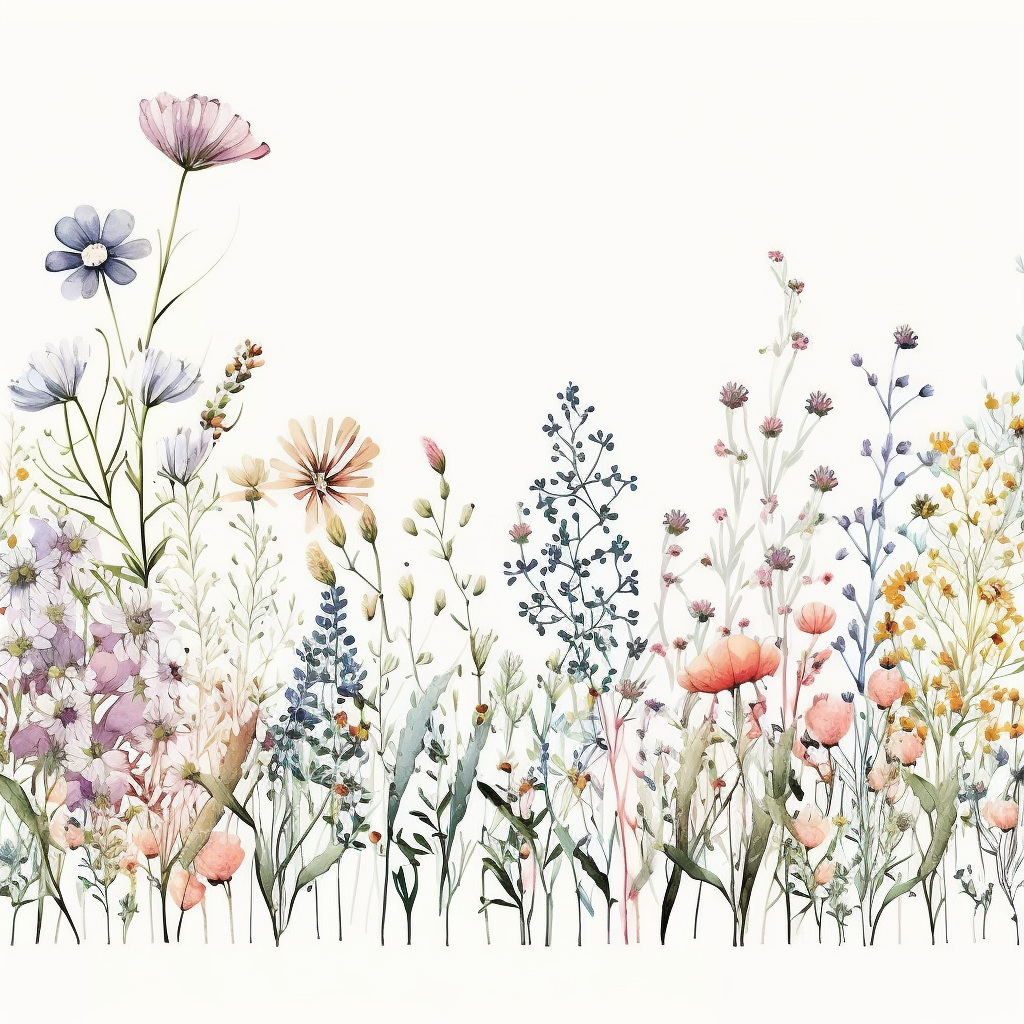 Pastel Color High Resolution Many Field Blossoms And Flowers Floral