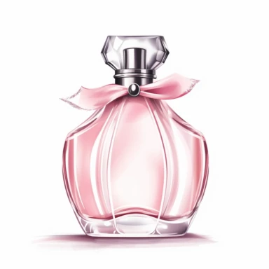 a clipart image of a lovely pink perfume bottle with a luxury style: Behold the epitome of elegance and refinement in this clipart image of a pink perfume bottle. Its sleek and slender silhouette, with curved edges and a delicately contoured base, exudes sophistication and class. The soft shade of pink that adorns its surface adds a touch of feminine grace and charm, while the intricate details etched onto its body suggest a fine craftsmanship that is second to none. This bottle is not just a me