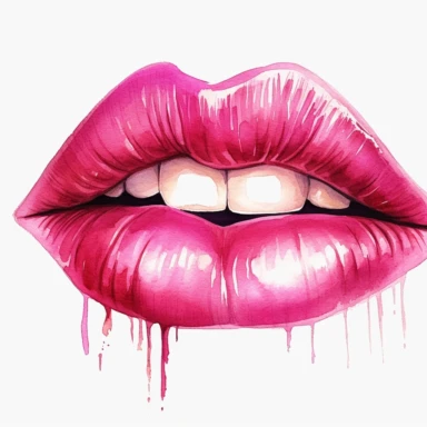 Hand drawn, watercolor, hyper realistic, white background, white margins, 16k, ultra detailed clipart, cut out image, hand-drawn, ultra HD, sharp and clean art, Lipstick kiss mark.