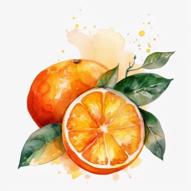 orange, watercolor clipart, minimalist, bright colors, isolated white background, 8k