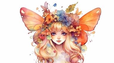 a cute cowgirl fairy, thick border lines, watercolor, clip art, spaced out, white background