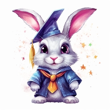 vector cute Rabbit character wearing wizard custom and wizard element with happy face ,front facing on isolated background,colorful color,with happy face and expression,Animal Sublimation Clipart,no splash watercolor,white background, ultra detailed clipart, cut out image, colorful watercolor realistic, cartoon style, ultra HD, sharp and clean art