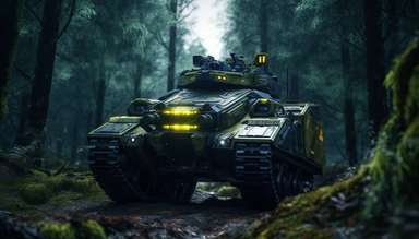 cyberpunk 2077 inspired green tank with rockets, armored vehicle in scifi forest clipart. Cinematic, Ultra-Wide Angle, Depth of Field, hyper-detailed, Unreal Engine, Cinematic, Photoshoot, Shot on 25mm lens, Depth of Field, DOF, Tilt Blur. Shutter Speed 1/1000, F/22, White Balance, 32k, Super-Resolution, Megapixel, Pro Photo RGB, VR, Lonely, Good, Massive, Half rear Lighting, Backlight Natural Lighting, Incandescent, Optical Fiber, Moody Lighting, Cinematic Lighting, Studio Lighting, Soft Lighti