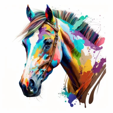 Colorful Paint Horse front head clip art with clean white background