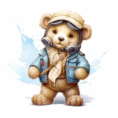 Adorable cute fantasy Teddy bear dressed like a Border Negotiator, nursery art, clipart image, lineart image, white background, very detailed, 8k