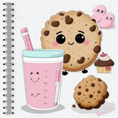 cookie character, clipart, mascot, to do list clipart, planner clipart, stationary, coffee cup, pink and white, c20, no words or letters, no numbers