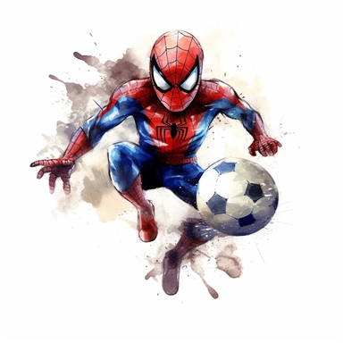 cute Spider-Man football watercolour white background Clipart