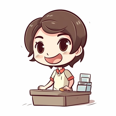happy cute Purchase Clerk face, cartoon, clipart, mascot, isolated on white background