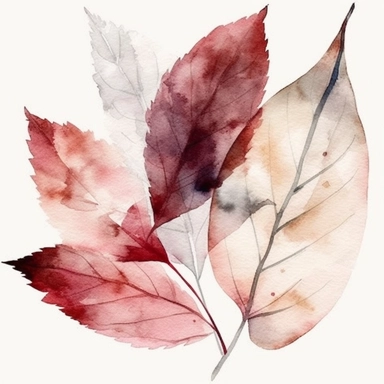 Single Leaf design, white background, minimal, Dusty pink leaf - Watercolor Floral - Flower Clipart - Dusty pink - red, white - Wedding Clipart