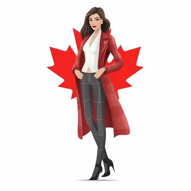 modern canadian woman clipart, whole body