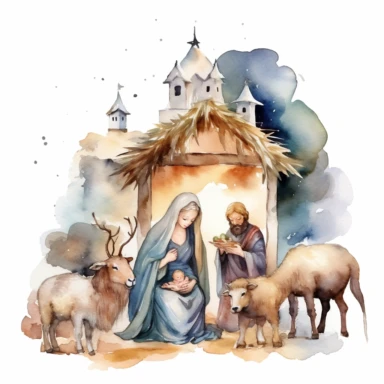 watercolor nativity scene clipart