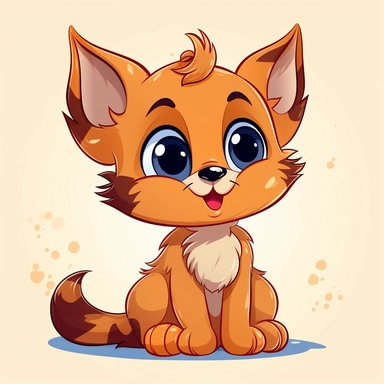 Clipart of a Cute Cartoon Cat
