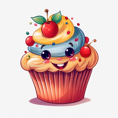 funny cupcake clipart, transparent background