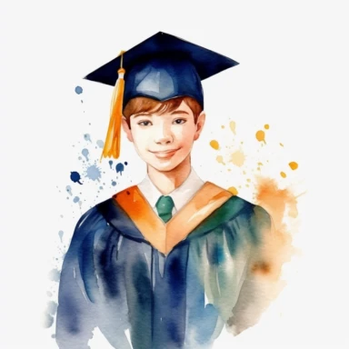 watercolor male student graduation clipart on a white background