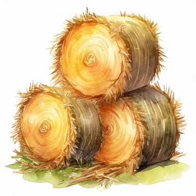 hay bale, watercolor clipart
