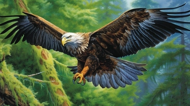 american eagle in flight, with claws open for attack, wings wide open, front view, fully framed, intricate details, green background, clipart,--v 5,