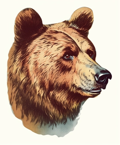 Vintage 1920 Portrait of Bear Head Illustration , Chromolithograph, Die Cut, 1920s Illustration, Vintage, Chromolithograph, Colorful, Antique, Ephemera, Clipart, 8k, Isolated on white
