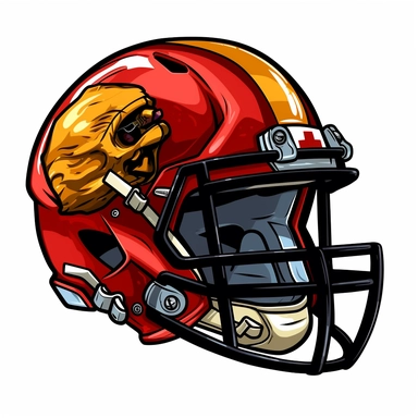 American football and helmet, cartoonish design, 2D illustration, clipart