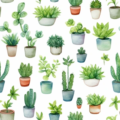 jade succulent plant clipart + white background + watercolor style