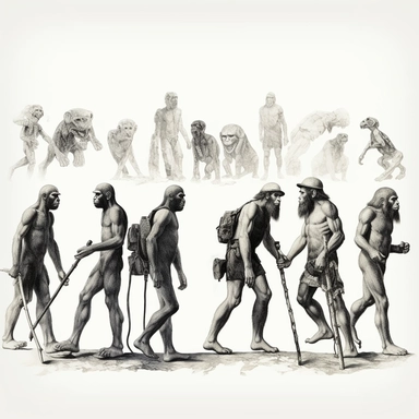 clipart image of evolution of mankind black and white