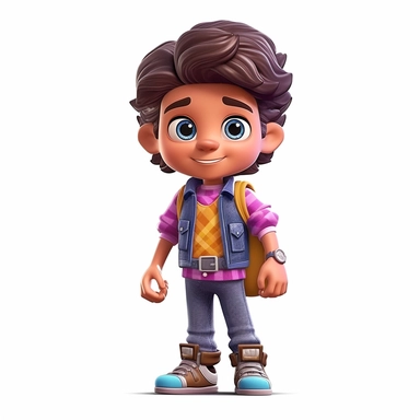 generate cute semi-realistic 3d adventurist hispanic little non-binary kid clipart, isolated on white background