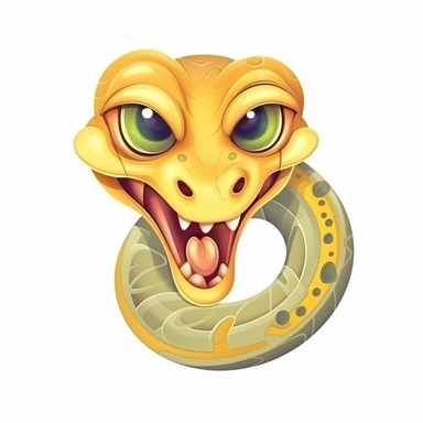 fantasy happy cute cobra mamal face, cartoon, clipart, mascot, isolated on white background